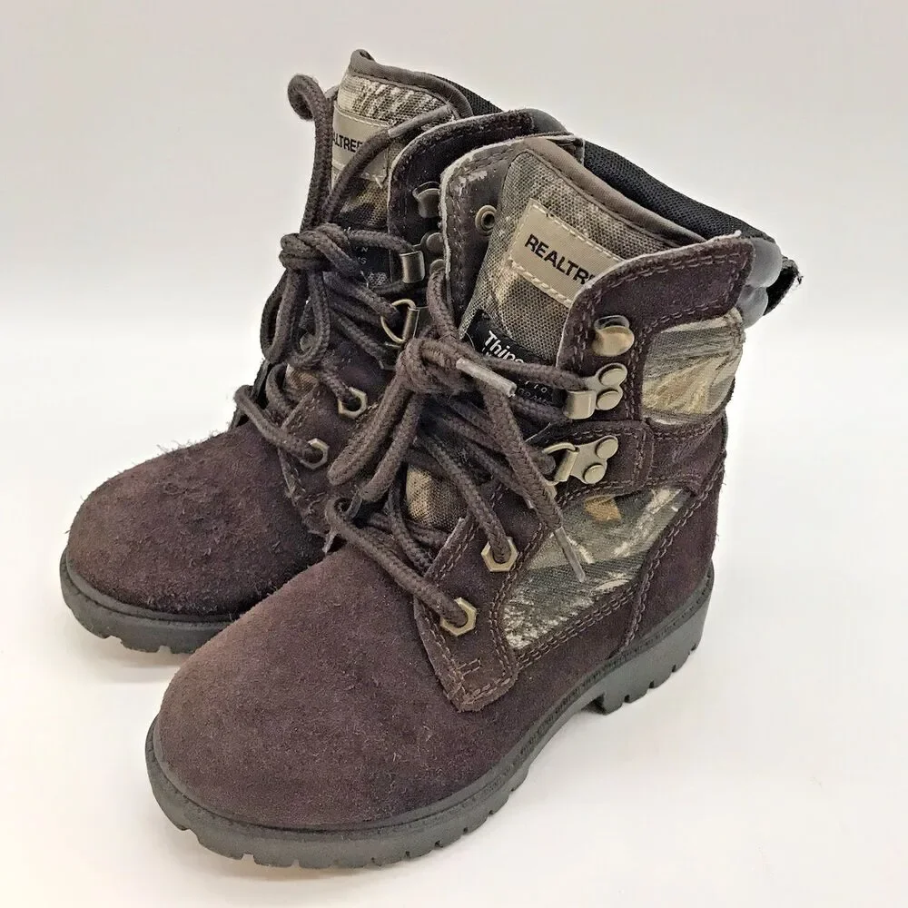Realtree Camo Muhzell Waterproof Thinsulate Youth 12 Brown Suede Lace Up Hiking